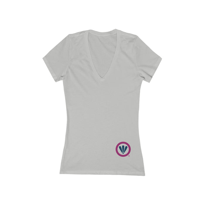 T-shirt à manches courtes et col en V profond pour femme 